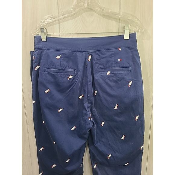 TOMMY HILFIGER Golf Crop Pants Blue Orange Pelican Embroidered Bird Capri 8 - Picture 5 of 9